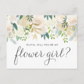 Waterverf Soft Ivory Flowers Be My Bloemenmeisje Uitnodiging Briefkaart (Voorkant)