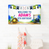 Waterverf Softbal Verjaardagsfeest Banner (Insitu)