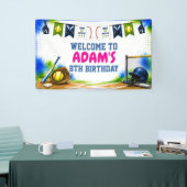 Waterverf Softbal Verjaardagsfeest Banner (Beurs)