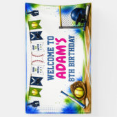 Waterverf Softbal Verjaardagsfeest Banner (Verticaal)