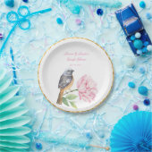 Waterverf Songbird and Roos Couple Shower Papieren Bordje (Feest)