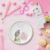 Waterverf Songbird and Roos Couple Shower Papieren Bordje (Feest)