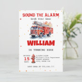 Waterverf Sound the Alarm Fireman Verjaardag Kaart (Staand voorkant)