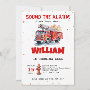 Waterverf Sound the Alarm Fireman Verjaardag Kaart