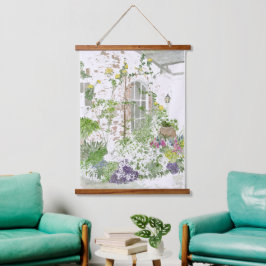 Waterverf Southern Country Garden Scene Hangend Wandkleed