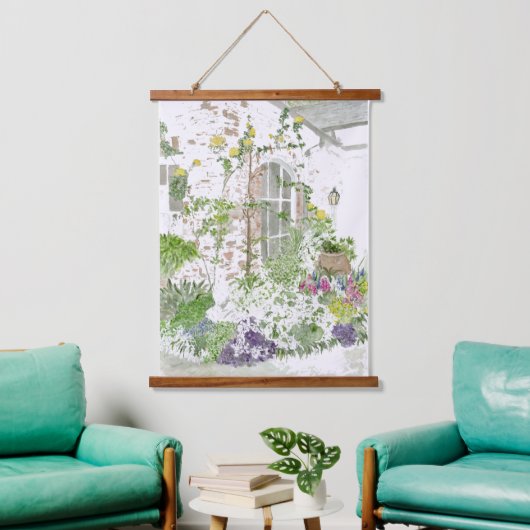 Waterverf Southern Country Garden Scene Hangend Wandkleed (Woonkamer)