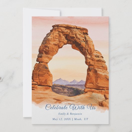 Waterverf Southwest Arches National Park bruiloft Kaart (Voorkant)