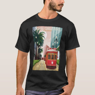 Waterverf-Souvenir-luchtlijn New Orleans Louisiana T-shirt