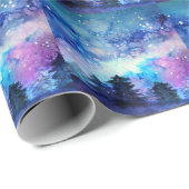 Waterverf Space Art: Nachtelijke hemelbomen Cadeaupapier (Rol Hoek)