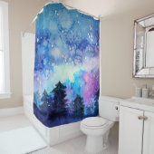 Waterverf Space Art: Nachtelijke hemelbomen Douchegordijn (In situ)