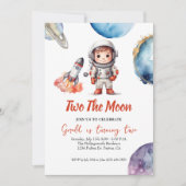 Waterverf Space Astronaut Verjaardagsuitnodiging Kaart (Voorkant)