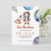 Waterverf Space Astronaut Verjaardagsuitnodiging Kaart (Staand voorkant)