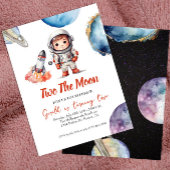 Waterverf Space Astronaut Verjaardagsuitnodiging Kaart