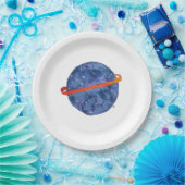 Waterverf "Space Birthday Blue Planet Galaxy" Papieren Bordje (Feest)