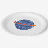 Waterverf "Space Birthday Blue Planet Galaxy" Papieren Bordje (Gekanteld)