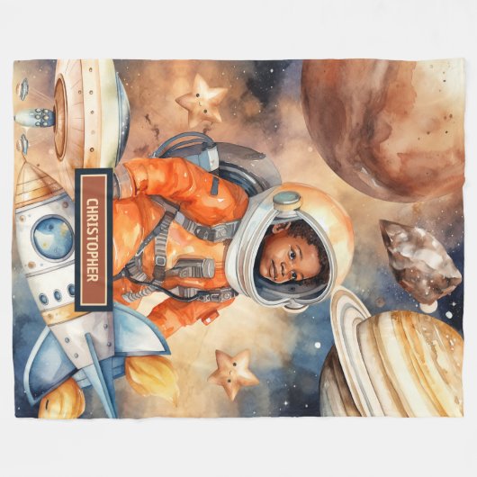 Waterverf Space Blanket Boys 'Cozy verjaardagscade Fleece Deken (Voorkant (Horizontaal))