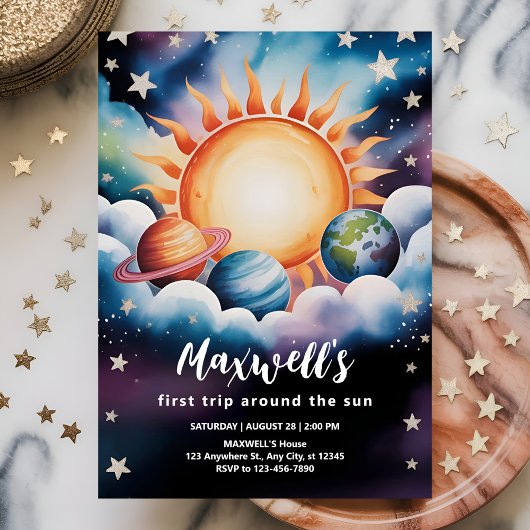 Waterverf Space eerste reis rond de zon Kaart