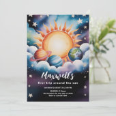 Waterverf Space eerste reis rond de zon Kaart (Staand voorkant)