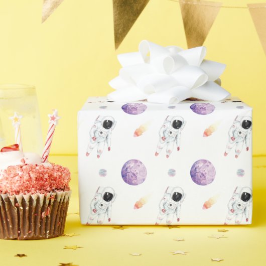 Waterverf Space Galaxy Astronaut Cadeaupapier (Verjaardagsfeest)