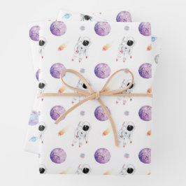 Waterverf Space Galaxy Astronaut Inpakpapier Vel