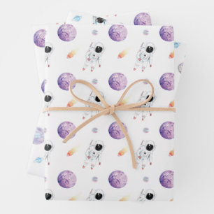 Waterverf Space Galaxy Astronaut Inpakpapier Vel