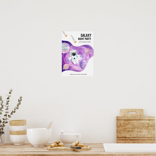 Waterverf Space Galaxy Astronaut Poster (Keuken)