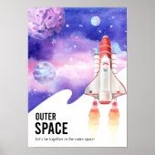 Waterverf Space Galaxy Astronaut Poster (Voorkant)