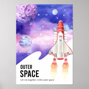 Waterverf Space Galaxy Astronaut Poster