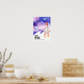 Waterverf Space Galaxy Astronaut Poster (Keuken)