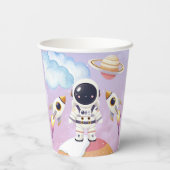 Waterverf Space Little Explorer Baby shower Papieren Bekers (Achterkant)
