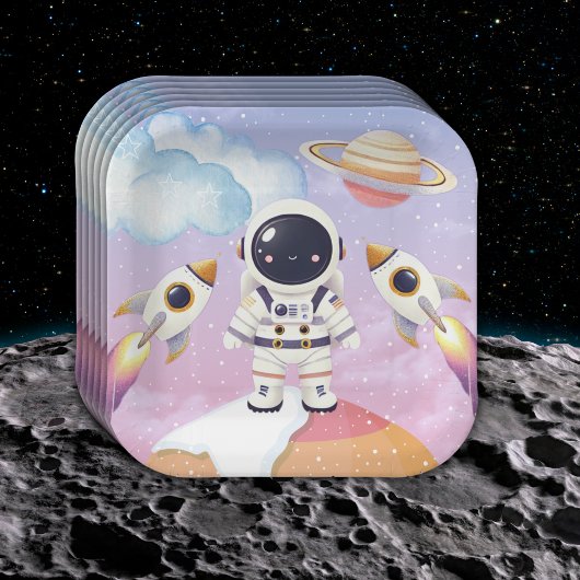 Waterverf Space Little Explorer Baby shower Papieren Bordje