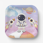 Waterverf Space Little Explorer Baby shower Papieren Bordje (Voorkant)