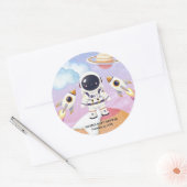 Waterverf Space Little Explorer Baby shower Ronde Sticker (Envelop)