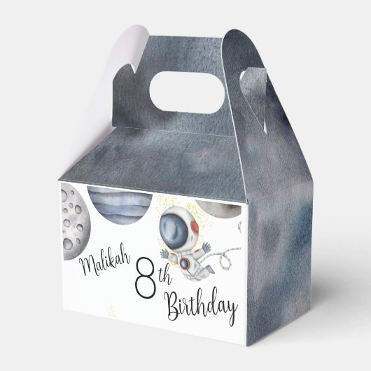Waterverf Space verjaardagsfeestje voor jongen of  Bedankdoosjes (Voorkant Zijde)