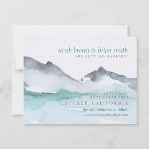Waterverf Sparen de Date Mountainside Lake Wedding Save The Date