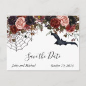 Waterverf Sparen de Datum Halloween Floral herfst Aankondigingskaart (Voorkant)