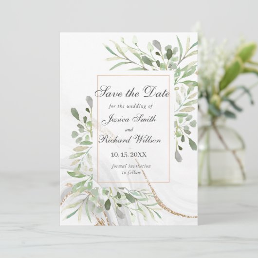 Waterverf sparen de Uitnodiging van de Datum (Staand voorkant)