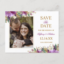 Waterverf Sparkling Amethyst Sla de datumfoto op Save The Date