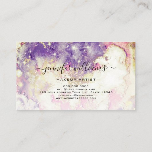 Waterverf Sparkly Gold Foil Modern Makeup Artist Visitekaartje (Achterkant)