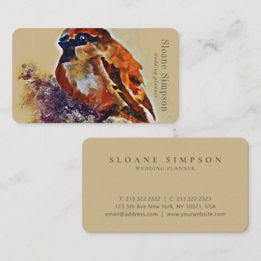 Waterverf Sparrow Abstract schilderij Beige Visitekaartje (Voorkant / Achterkant)