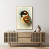 Waterverf Sparrow Portrait Poster