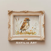  Waterverf Sparrow schilderij rustieke vogel Poster
