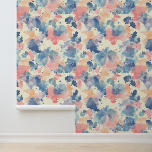 Waterverf spat roze blauw behang