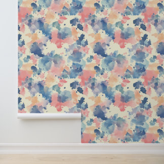 Waterverf spat roze blauw behang