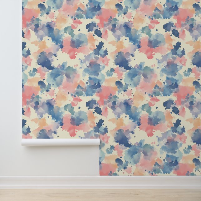 Waterverf spat roze blauw behang (Applicatie)