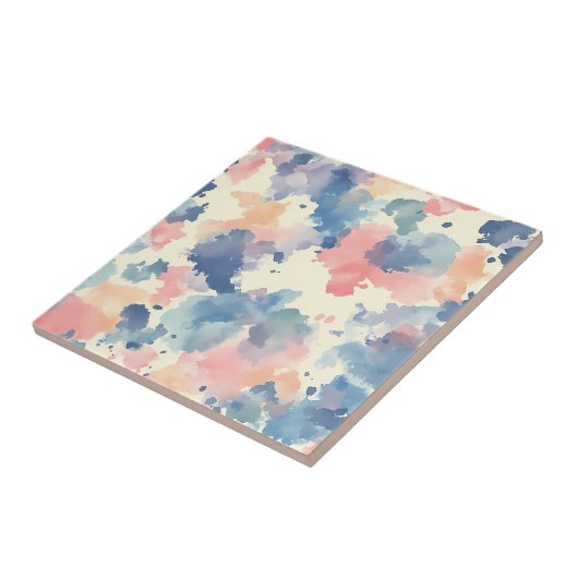 Waterverf spat roze blauw tegeltje (Zijkant)