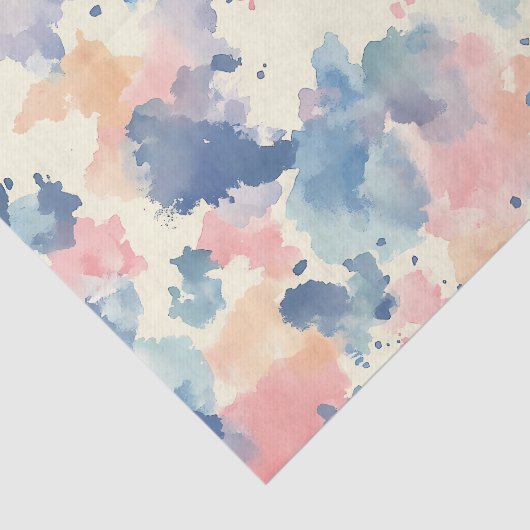 Waterverf spat roze blauw tissuepapier (Detail)