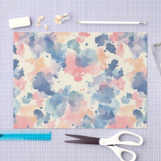Waterverf spat roze blauw tissuepapier (Craft)