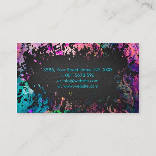 Waterverf spat vlinder op zwart leisteen visitekaartje (Achterkant)