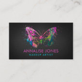 Waterverf spat vlinder op zwart leisteen visitekaartje (Voorkant)